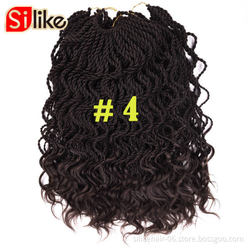 Wholesale Price 14" Curly Senegalese Twist 7 colors Crochet Hair Synthetic  Crochet Braids Pre-Twisted Flashy Curly End